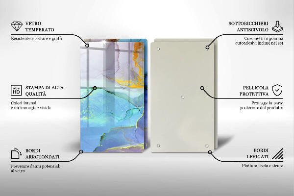 Tagliere in vetro temperato Pietra d'oro incrinata