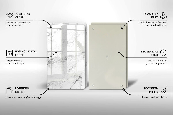 Tagliere in vetro temperato Elegante struttura in marmo