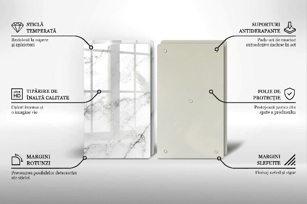 Tagliere in vetro temperato Elegante struttura in marmo