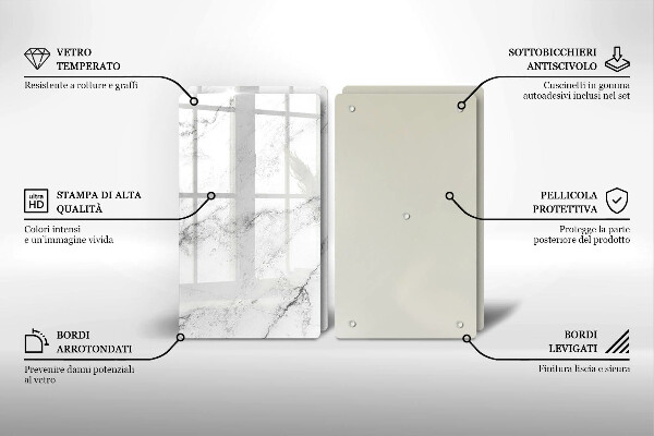 Tagliere in vetro temperato Elegante struttura in marmo