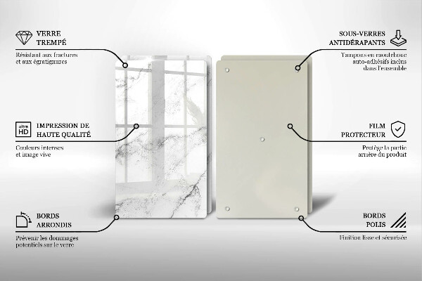 Tagliere in vetro temperato Elegante struttura in marmo