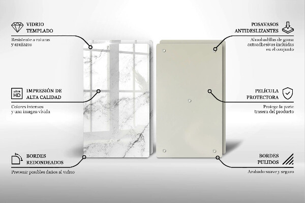 Tagliere in vetro temperato Elegante struttura in marmo