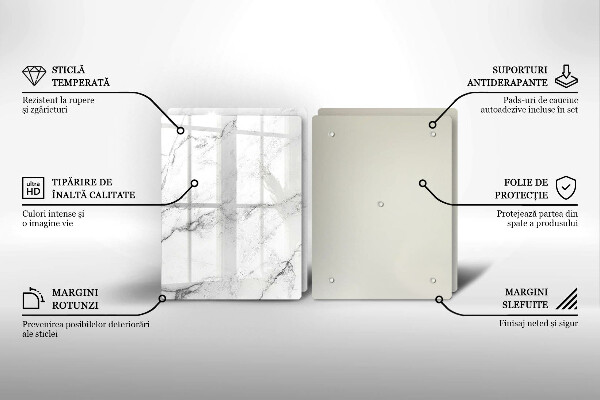 Tagliere in vetro temperato Elegante struttura in marmo