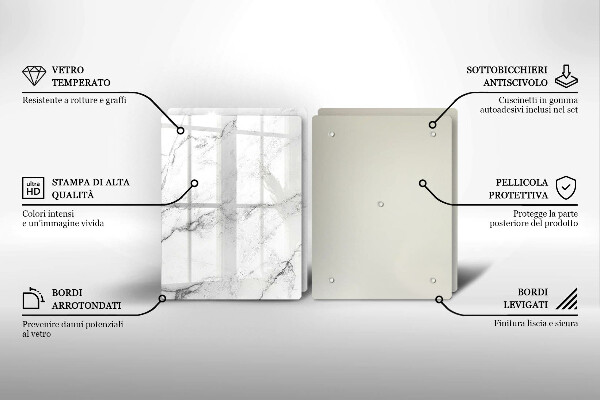 Tagliere in vetro temperato Elegante struttura in marmo