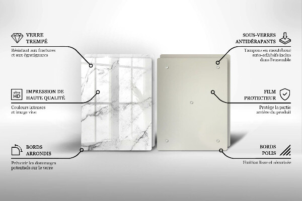 Tagliere in vetro temperato Elegante struttura in marmo