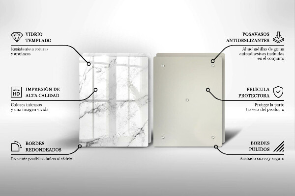 Tagliere in vetro temperato Elegante struttura in marmo