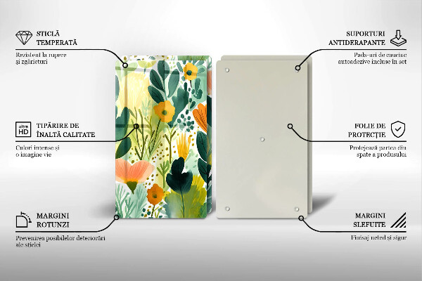 Tagliere in vetro temperato Fiori dipinti