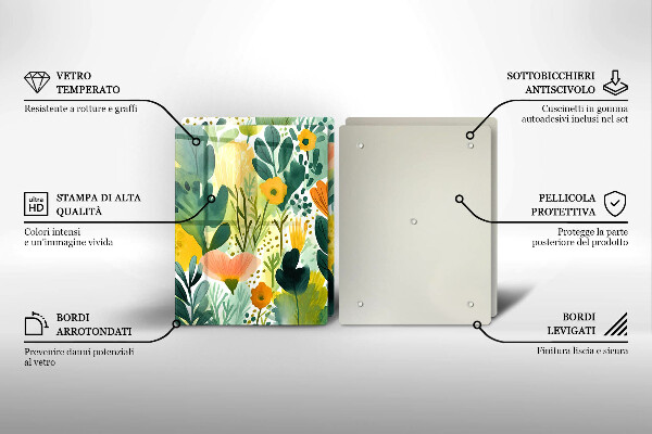 Tagliere in vetro temperato Fiori dipinti