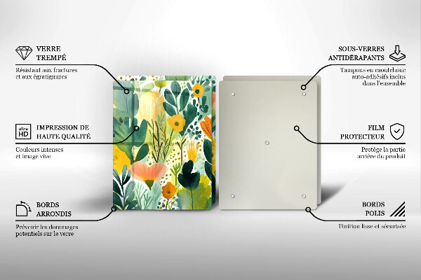 Tagliere in vetro temperato Fiori dipinti