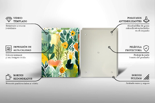 Tagliere in vetro temperato Fiori dipinti