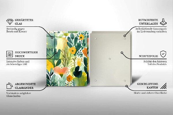 Tagliere in vetro temperato Fiori dipinti