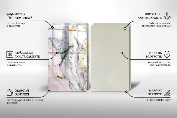 Tagliere in vetro temperato Marmo pastello