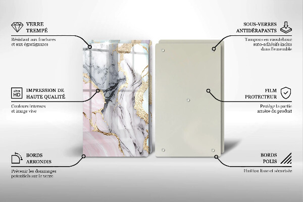 Tagliere in vetro temperato Marmo pastello