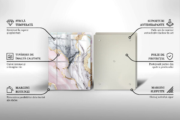 Tagliere in vetro temperato Marmo pastello