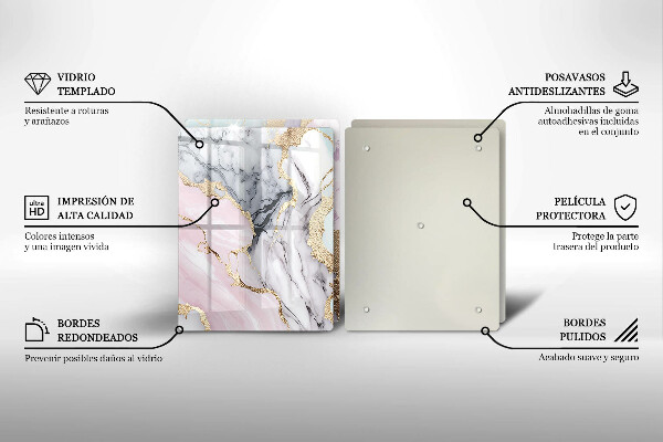 Tagliere in vetro temperato Marmo pastello