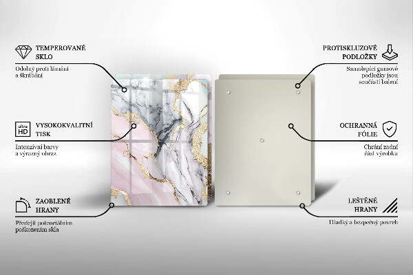 Tagliere in vetro temperato Marmo pastello