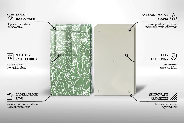 Tagliere in vetro temperato Foglie lineari