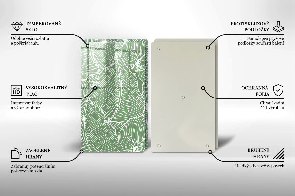Tagliere in vetro temperato Foglie lineari