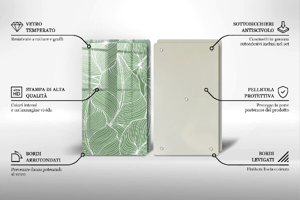 Tagliere in vetro temperato Foglie lineari