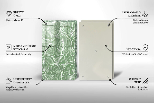 Tagliere in vetro temperato Foglie lineari