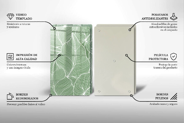 Tagliere in vetro temperato Foglie lineari