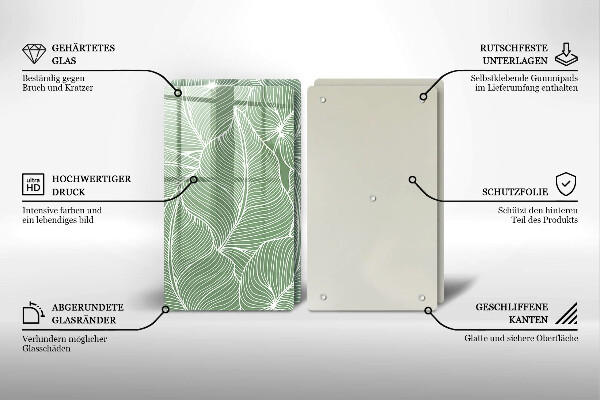 Tagliere in vetro temperato Foglie lineari