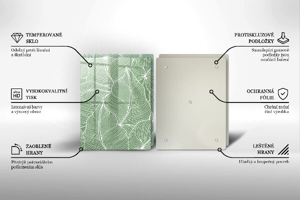 Tagliere in vetro temperato Foglie lineari
