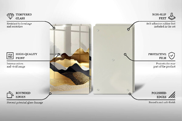 Tagliere in vetro temperato Montagne dorate astratte