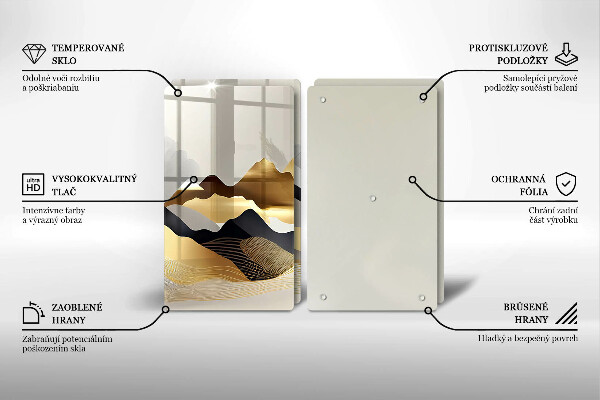 Tagliere in vetro temperato Montagne dorate astratte