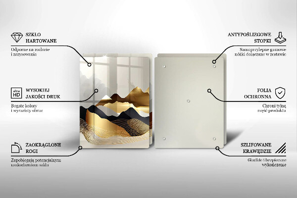 Tagliere in vetro temperato Montagne dorate astratte
