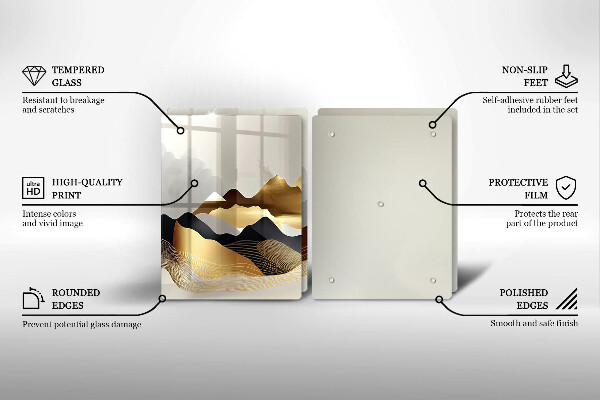 Tagliere in vetro temperato Montagne dorate astratte