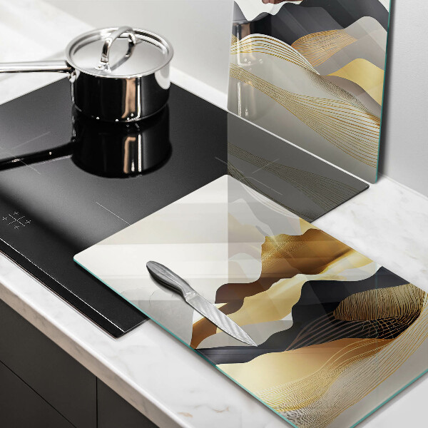 Tagliere in vetro temperato Montagne dorate astratte