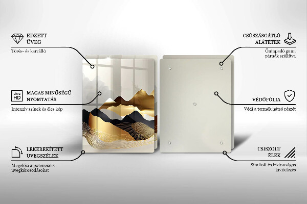 Tagliere in vetro temperato Montagne dorate astratte