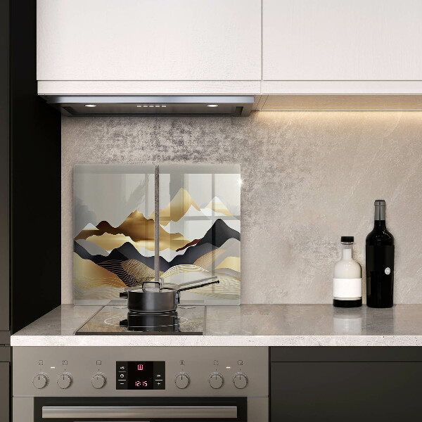 Tagliere in vetro temperato Montagne dorate astratte