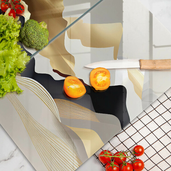 Tagliere in vetro temperato Montagne dorate astratte