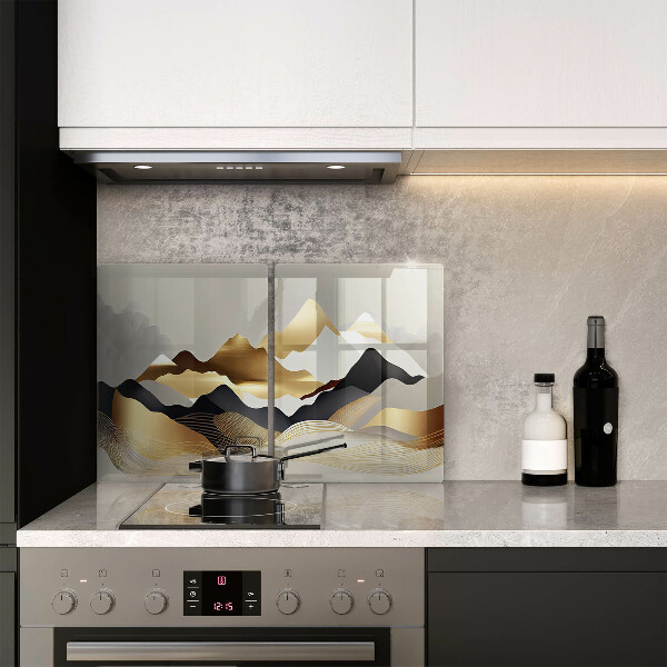 Tagliere in vetro temperato Montagne dorate astratte
