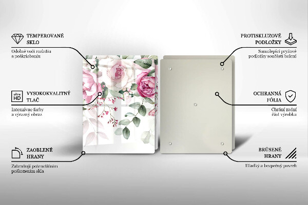 Tagliere in vetro temperato Rose dell'acquerello