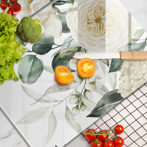 Tagliere in vetro temperato Fiori ad acquerelli