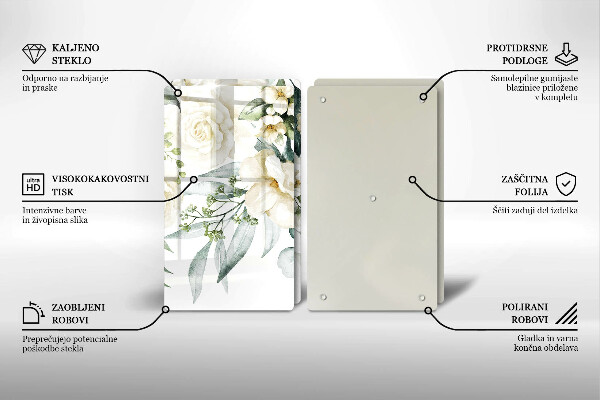 Tagliere in vetro temperato Fiori ad acquerelli