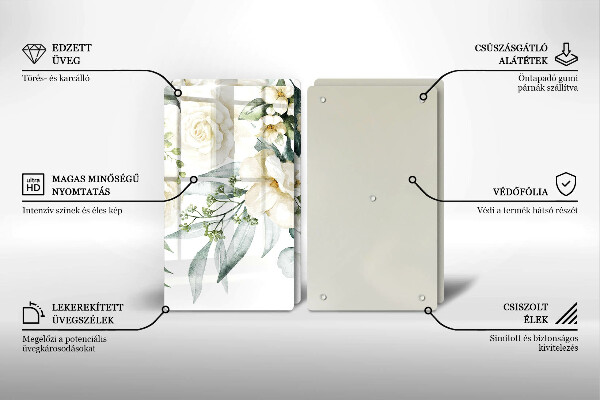 Tagliere in vetro temperato Fiori ad acquerelli