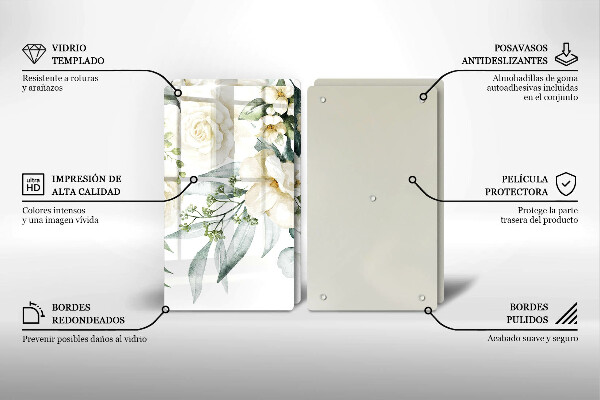 Tagliere in vetro temperato Fiori ad acquerelli