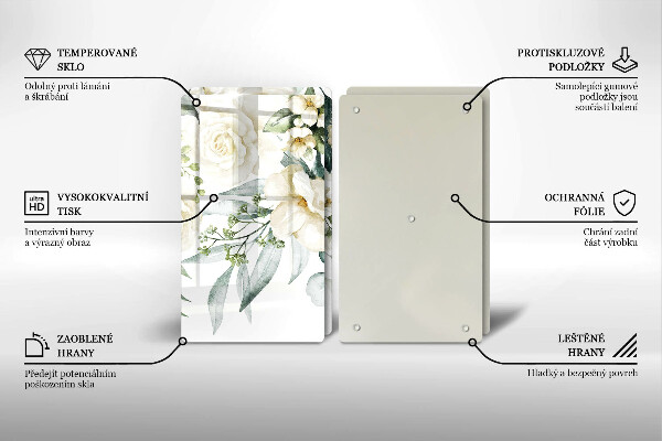 Tagliere in vetro temperato Fiori ad acquerelli