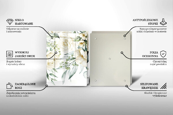 Tagliere in vetro temperato Fiori ad acquerelli