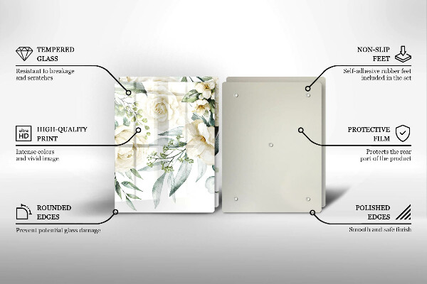 Tagliere in vetro temperato Fiori ad acquerelli