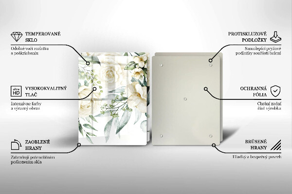 Tagliere in vetro temperato Fiori ad acquerelli