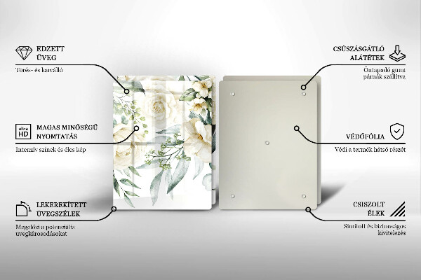 Tagliere in vetro temperato Fiori ad acquerelli