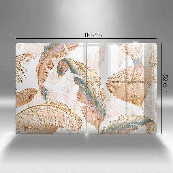 Tagliere in vetro temperato Piume e foglie boho