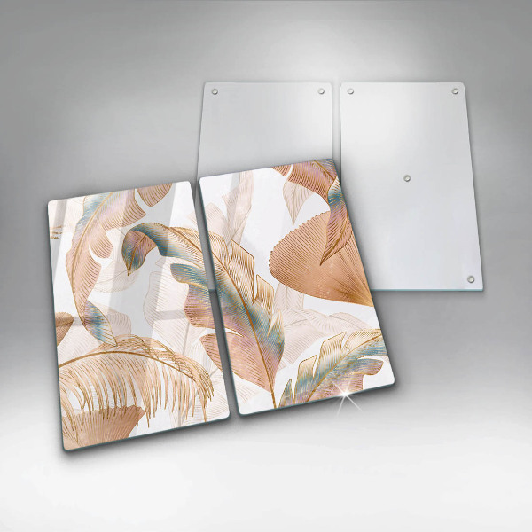 Tagliere in vetro temperato Piume e foglie boho