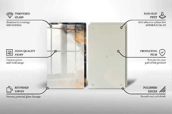 Tagliere in vetro temperato Astrazione con l'oro