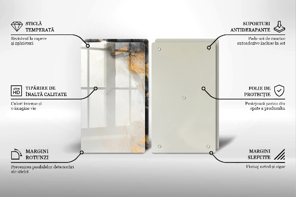 Tagliere in vetro temperato Astrazione con l'oro